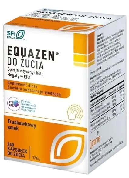Equazen, dodatak prehrani s morskom ribom i uljem noćurka, žvakaće kapsule, okus jagode