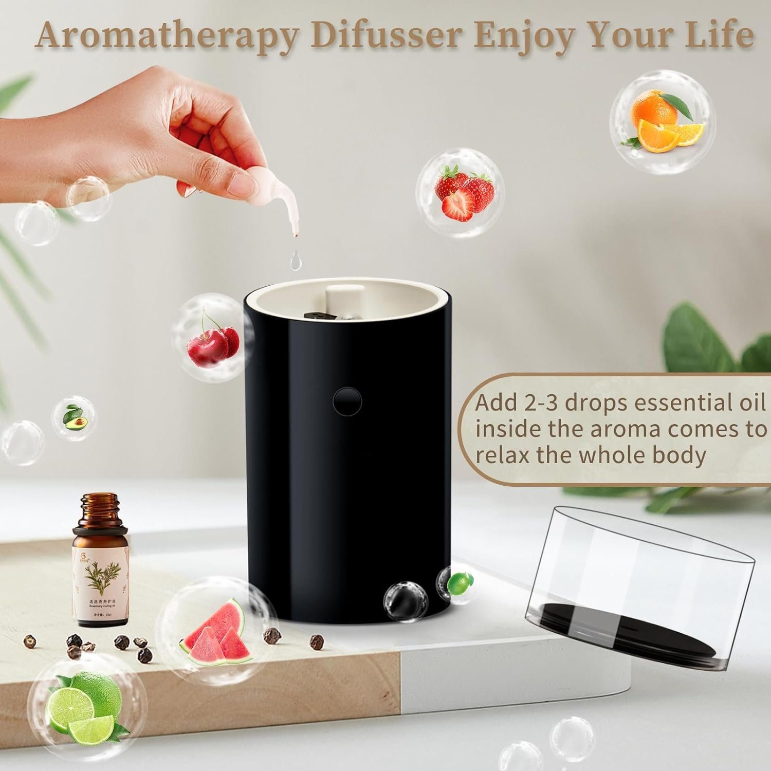 megadot Diffuser Aroma Diffuser, Kabellos Ultraschall Diffuser mit Flammen Effekt, 3D -Kerzenform Duft Diffuser mit 7 Farben LED für Zuhause, Büro, Autos