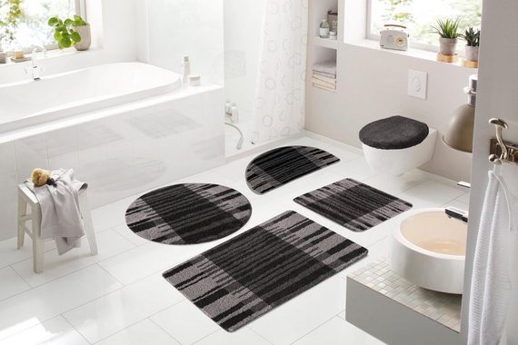 Badematte Cameo Bruno Banani, Höhe 15 mm, rutschhemmend beschichtet, fußbodenheizungsgeeignet, schnell trocknend, strapazierfähig, Polyester, rechteckig, gemustert, Badteppich, Badematten auch als 3 teiliges Set erhältlich