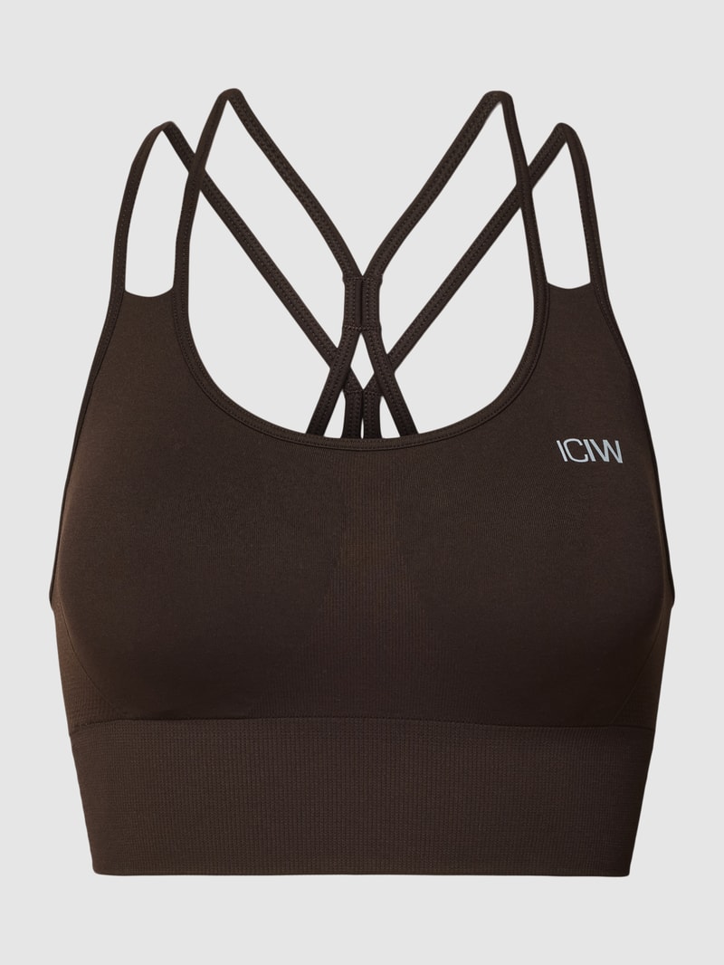 Bustier mit Label-Print Modell 'Define Seamless Sports' in dunkelbraun