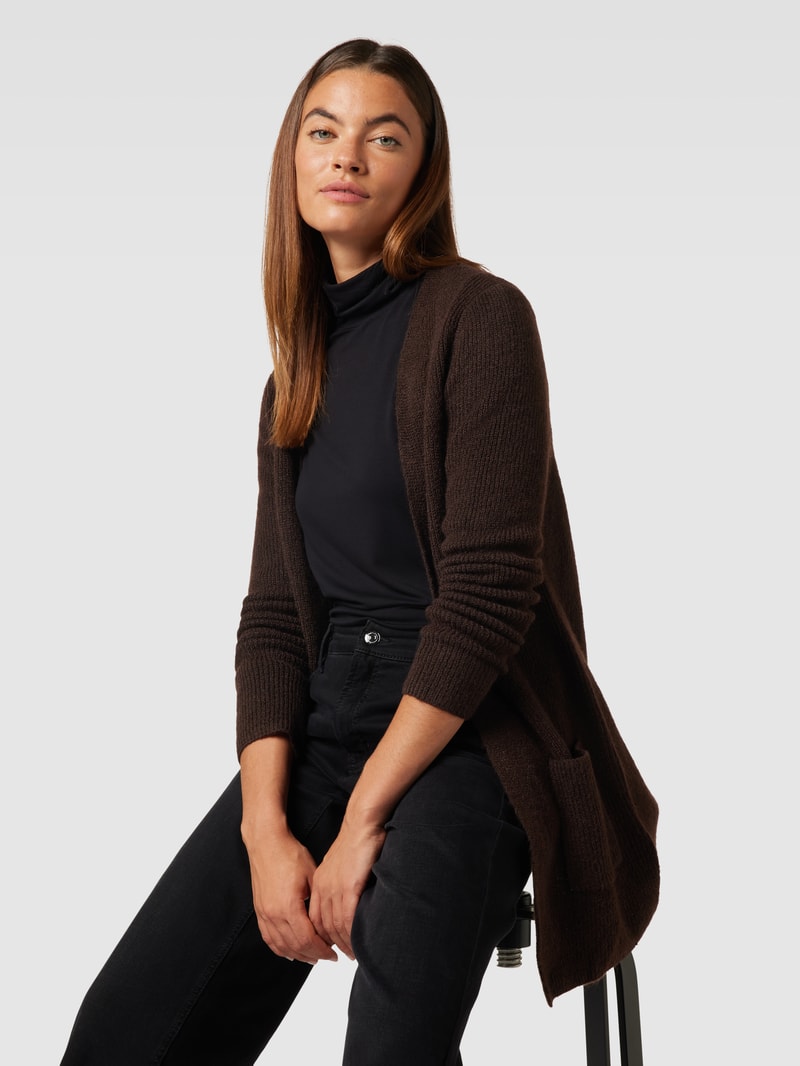 Cardigan mit Eingrifftaschen in dunkelbraun