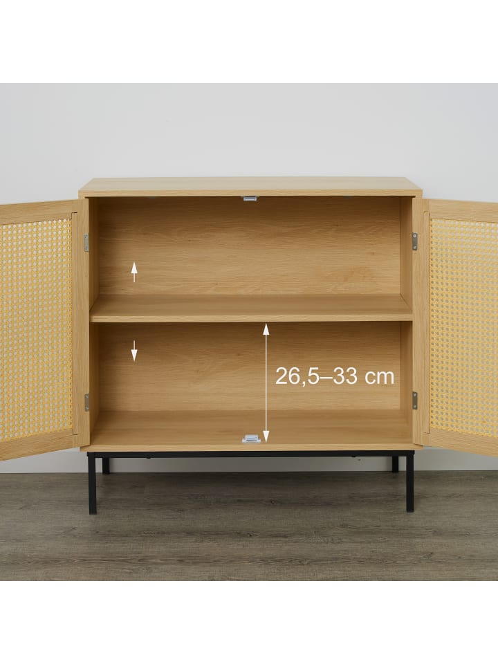 relaxdays Sideboard in Natur/ Schwarz - (B)80 x (H)76 x (T)35 cm günstig kaufen onesize