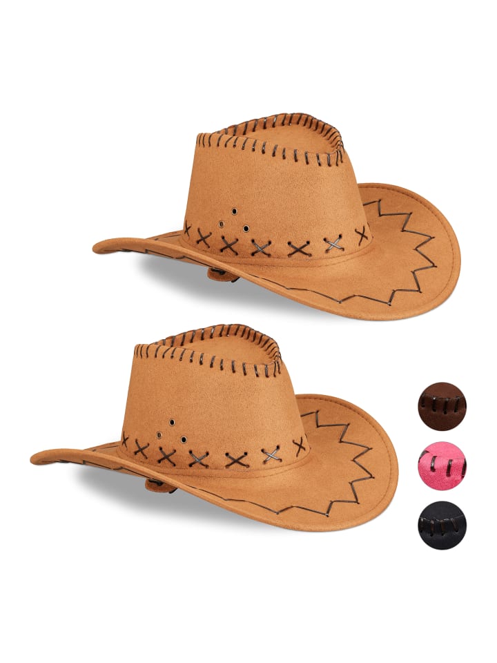 relaxdays 2x Cowboyhut in Braun günstig kaufen onesize
