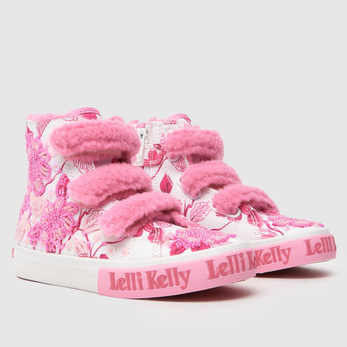 Lelli Kelly vita & rosa Brooke 2 mid flickor juniorsneakers