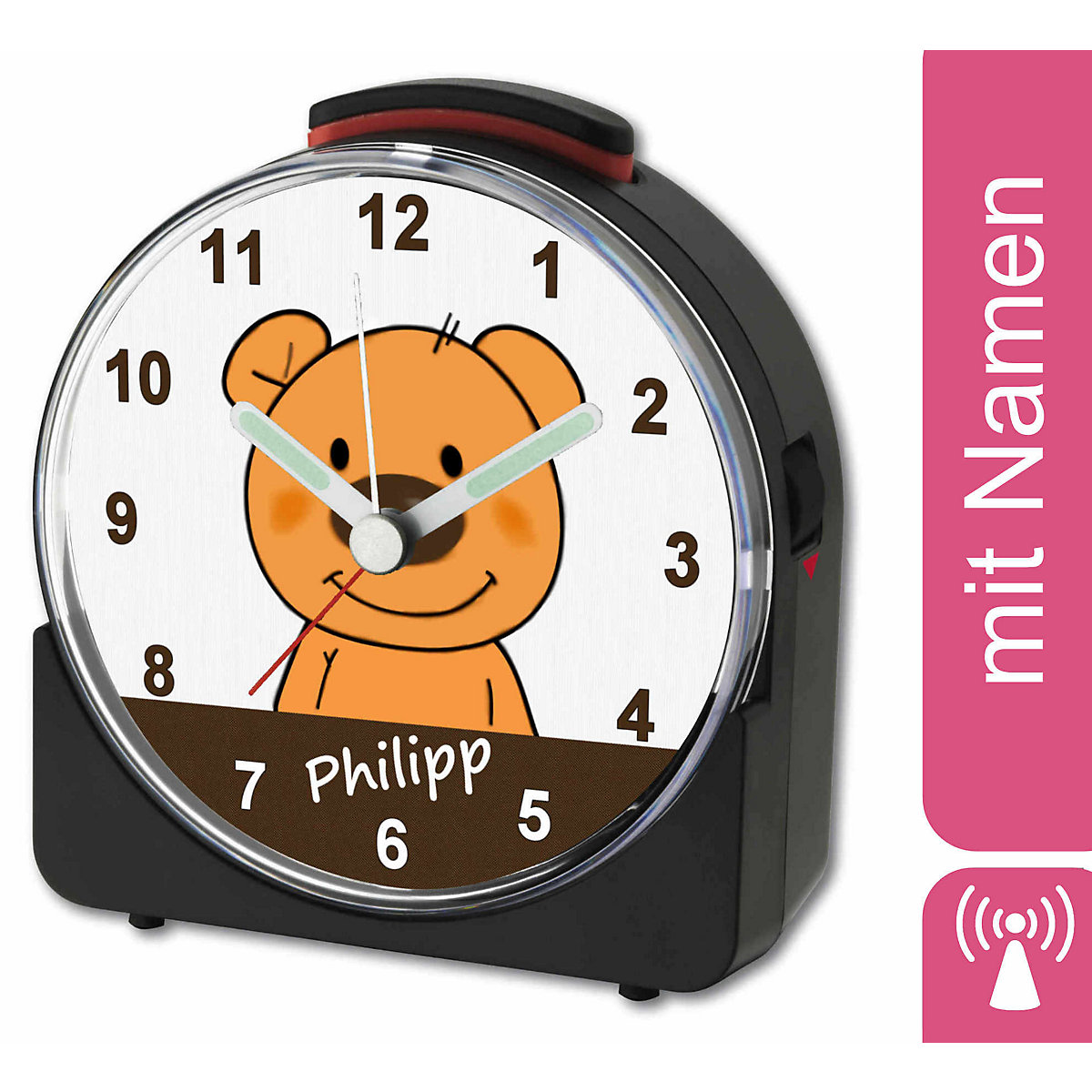 Kinder Funkwecker weiß personalisiert mit Namen Teddy Bär