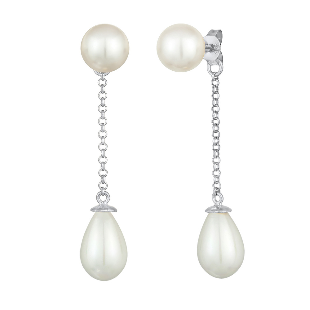 Nenalina Nenalina Boucles d'Oreilles Femmes Earjacket Goutte tendance avec perles de coqui Boucles d'oreilles