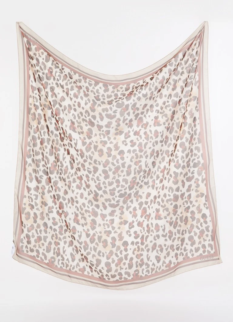 Eșarfă GUESS cu imprimeu leopard, 120 x 120 cm.