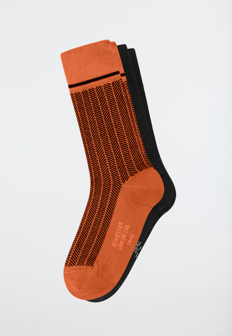 Herrensocken 2er-Pack nachtblau/ orange - Long Life Cool