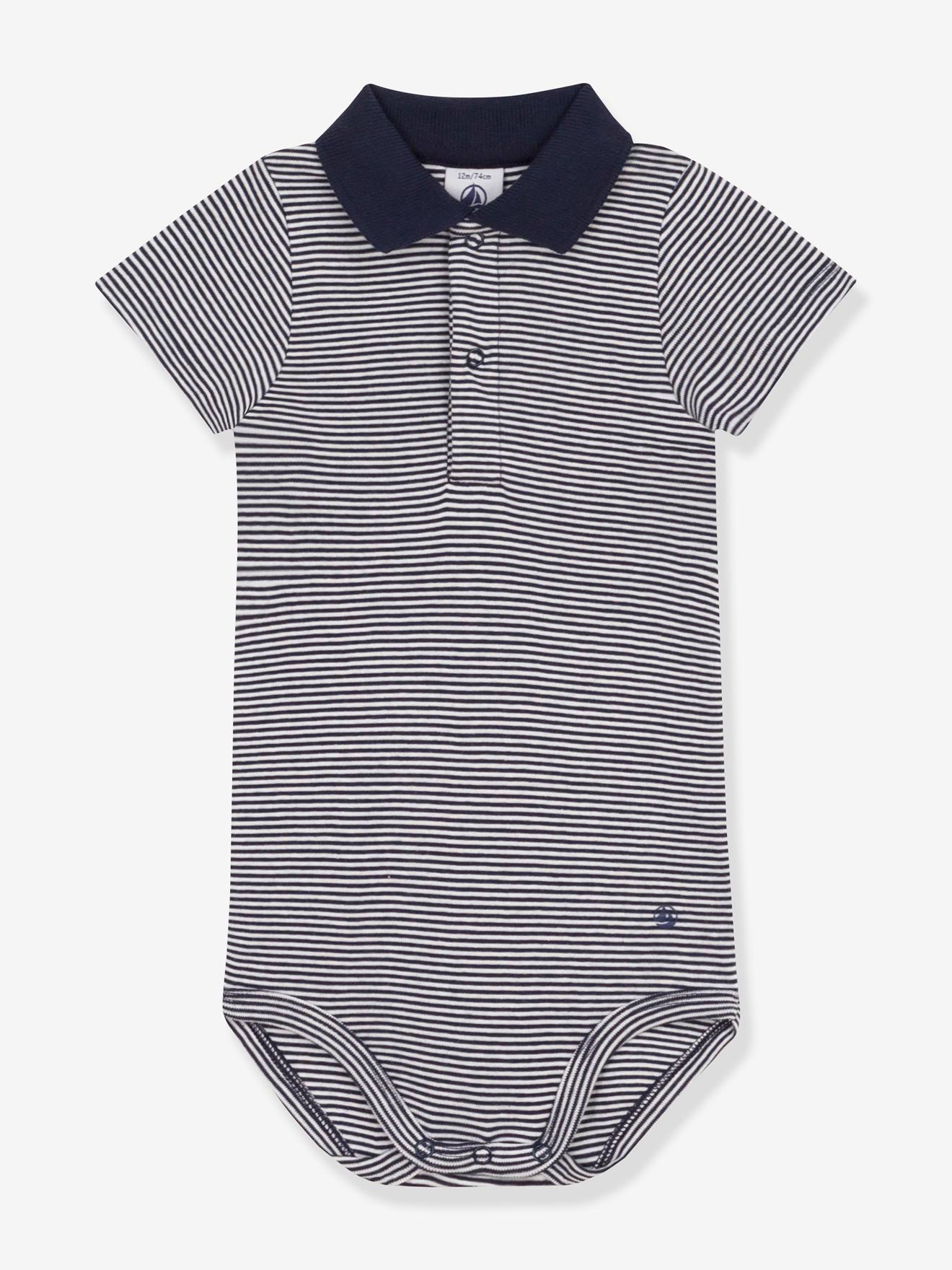 Petit Bateau Baby Kurzarm-Body mit Polokragen PETIT BATEAU - blau