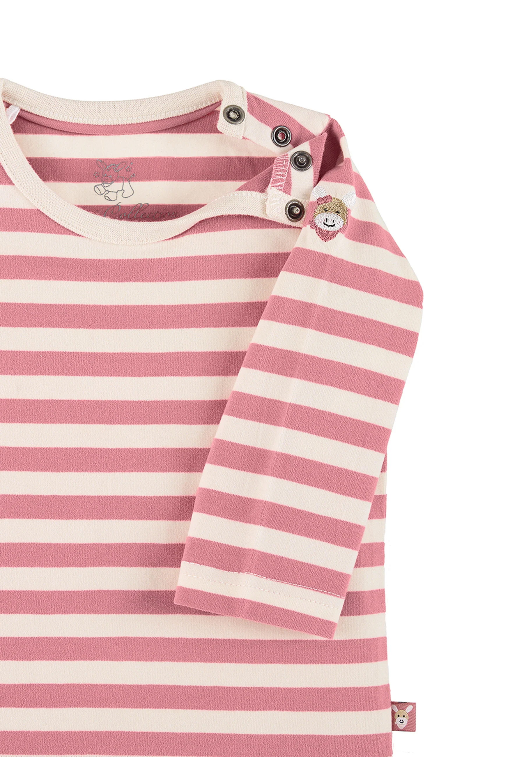 GOTS Langarm-Shirt Esel Emmi Girl, Rosa gestreift