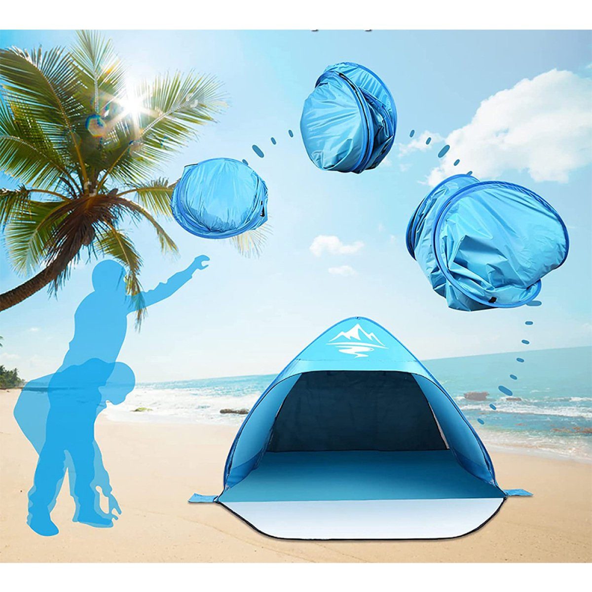 ZmdecQna Kuppelzelt Strandmuschel Pop Up Strandzelt mit Doppelte Reißverschlusstüren