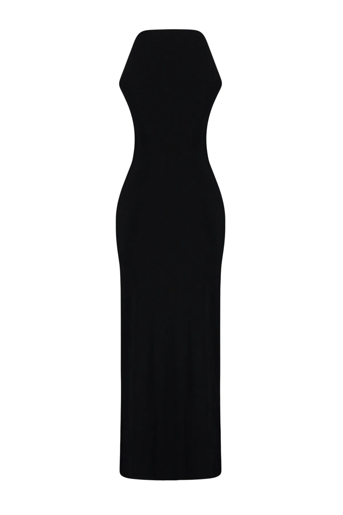 Trendyol Collection  Schwarzes Neckholder-Bleistiftkleid mit drapiertem, figurbetontem Schnitt und flexiblem Maxi-Kleid in limitierter Auflage TWOSS24EL00557