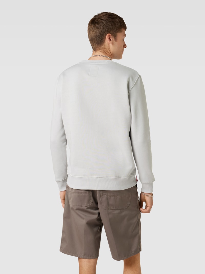 Sweatshirt mit Label-Print Modell 'BASIC' in hellgrau