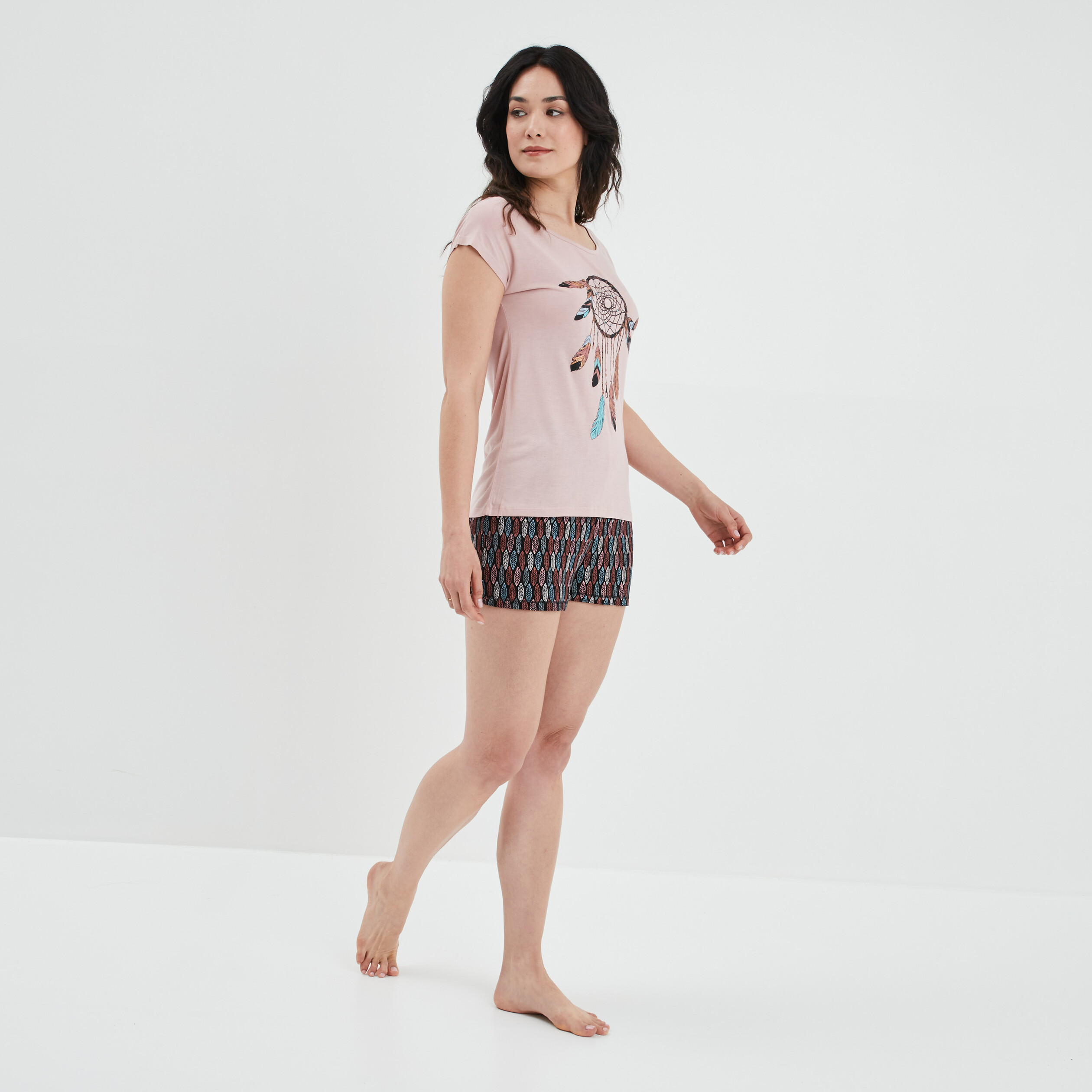 Ensemble pyjama 2 pièces short rose femme | La Halle