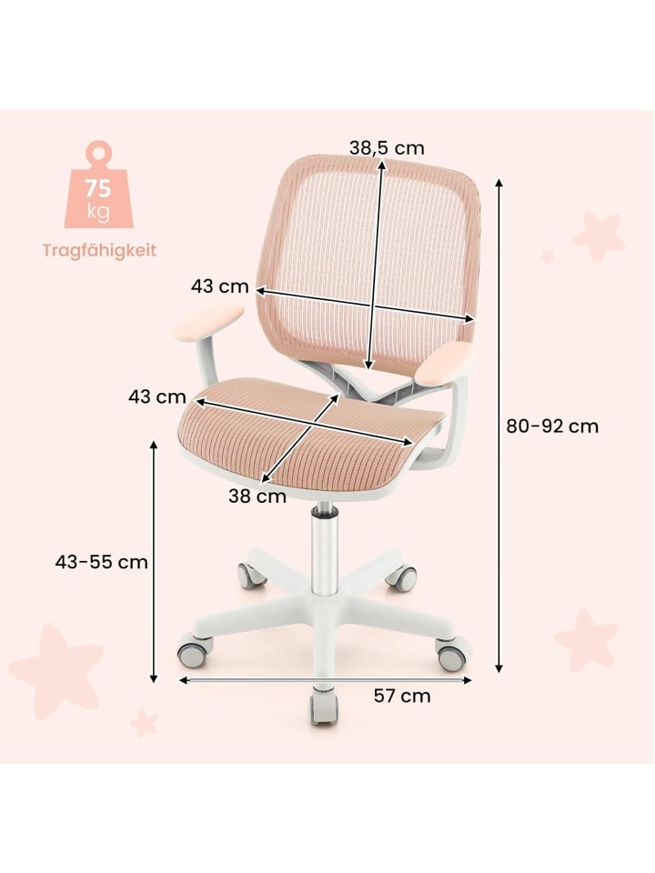 COSTWAY Schreibtischstuhl ab 6 Jahren in Rosa günstig kaufen onesize