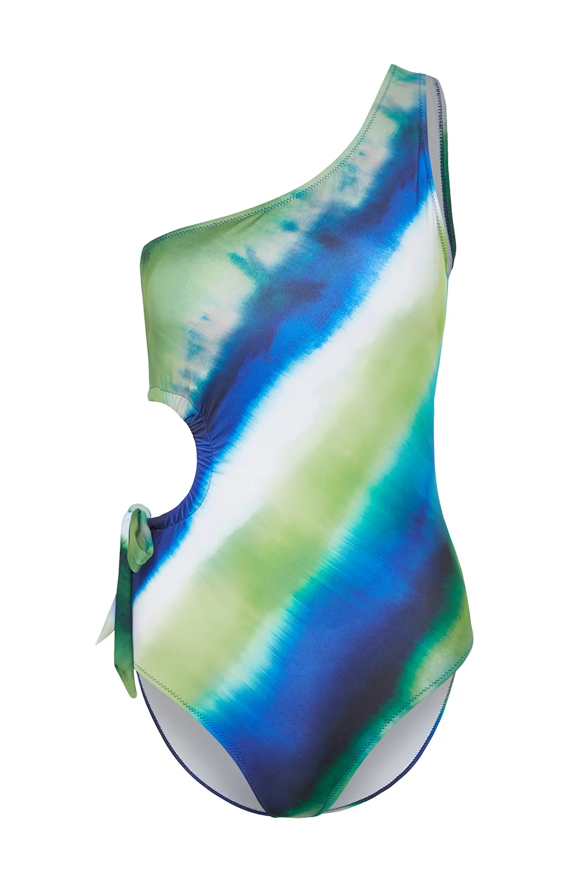 Trendyol Collection  Gestreifter, einschultriger, gebundener, normaler Badeanzug mit hohem Beinausschnitt TBESS24MA00145