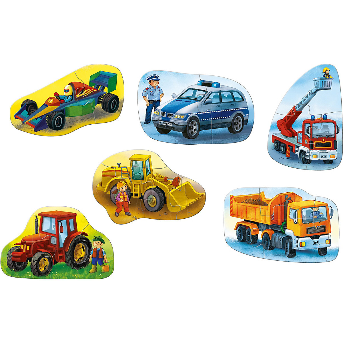 HABA 303311 6 erste Puzzles - Fahrzeuge (Kinderpuzzle)