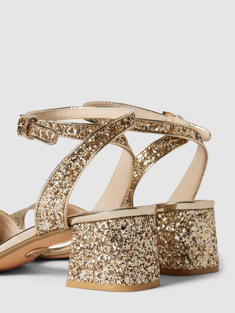 Sandaletten mit Paillettenbesatz in gold