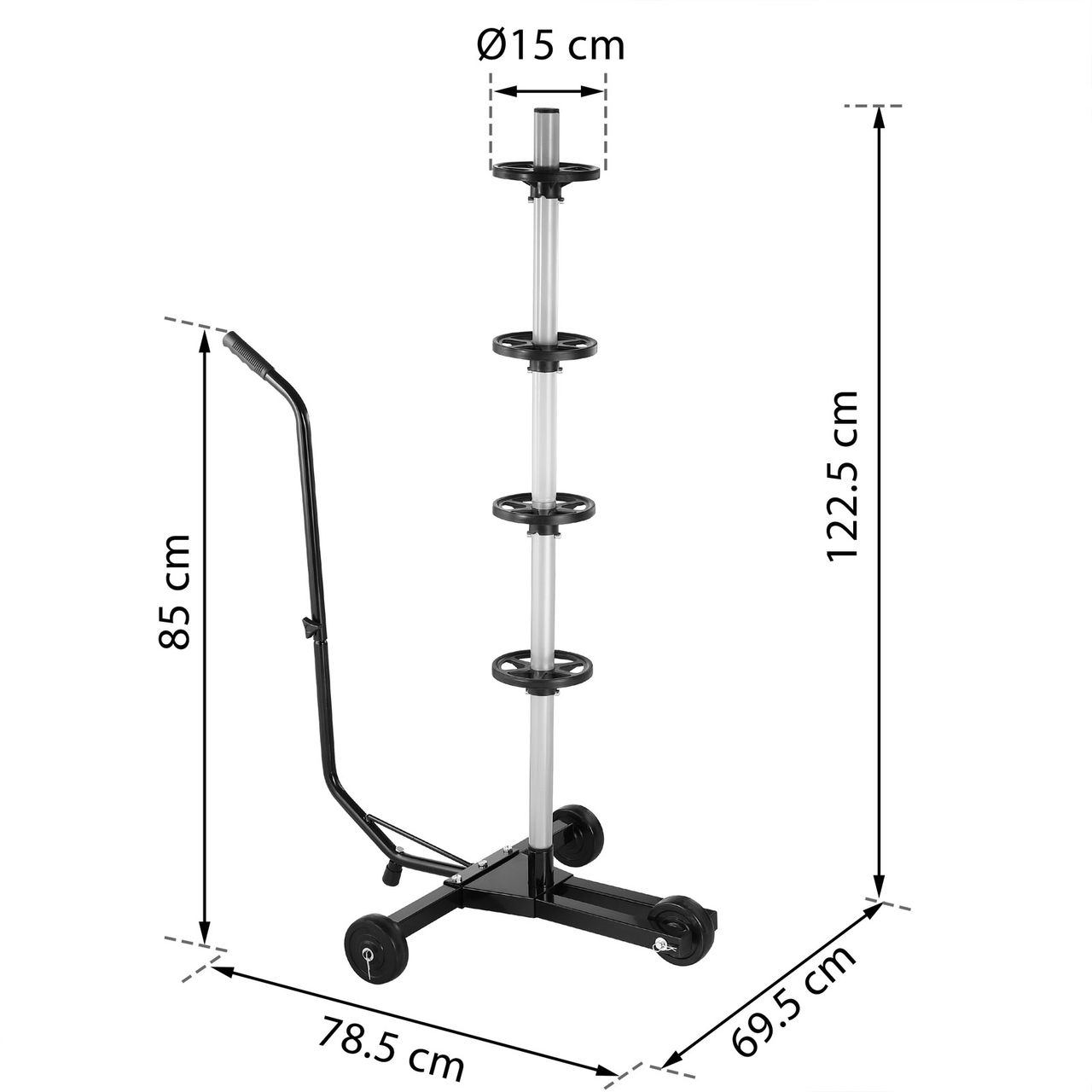 Casaria monzana® Felgenbaum Schwarz Alu bis 225mm fahrbar