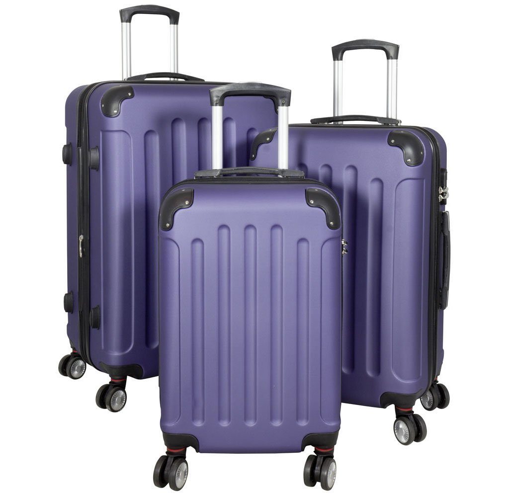 MONOPOL® Hartschalen-Trolley Hartschalen-Trolley Reisekoffer ABS Hartschalenkoffer, Hartschale & 4x Doppelrollen & Teleskopgriff