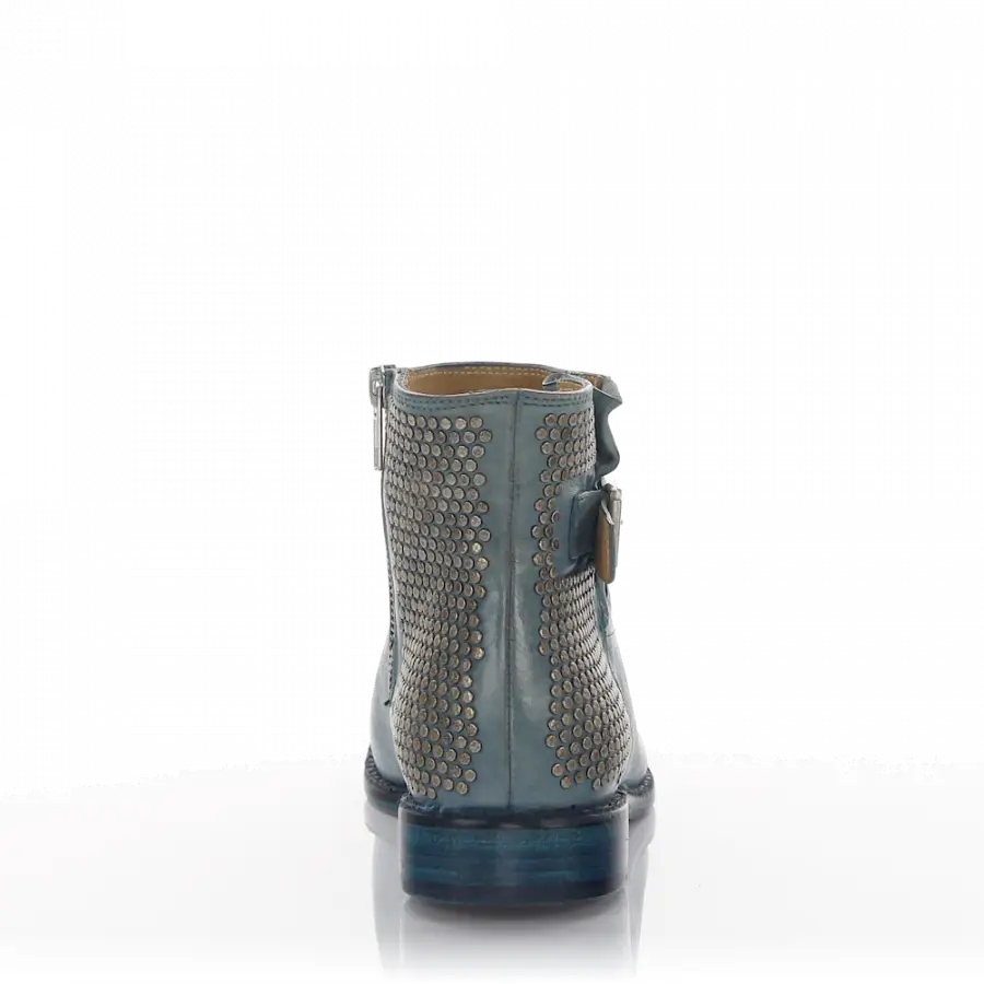 Rossano Bisconti - Cowboy-/ Bikerstiefeletten Kalbsleder Nieten blau - blau