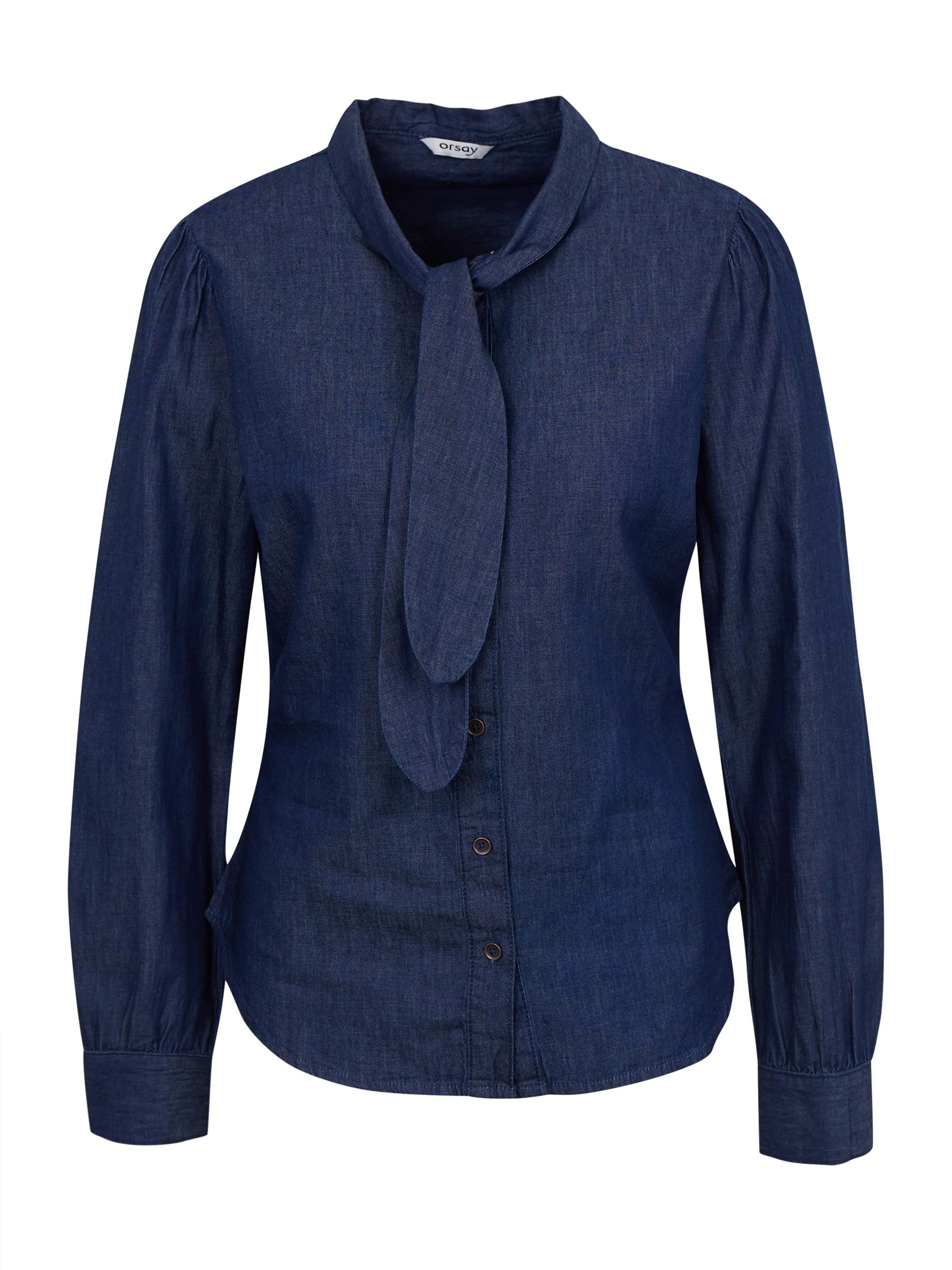 Dunkelblaues Damen-Denim-Shirt mit dekorativem Detail ORSAY