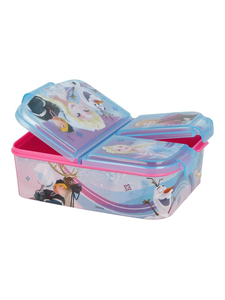 Disney Frozen Anna und Elsa Kinder Premium Brotdose Lunchbox mit 3 Fächern in Pink günstig kaufen onesize
