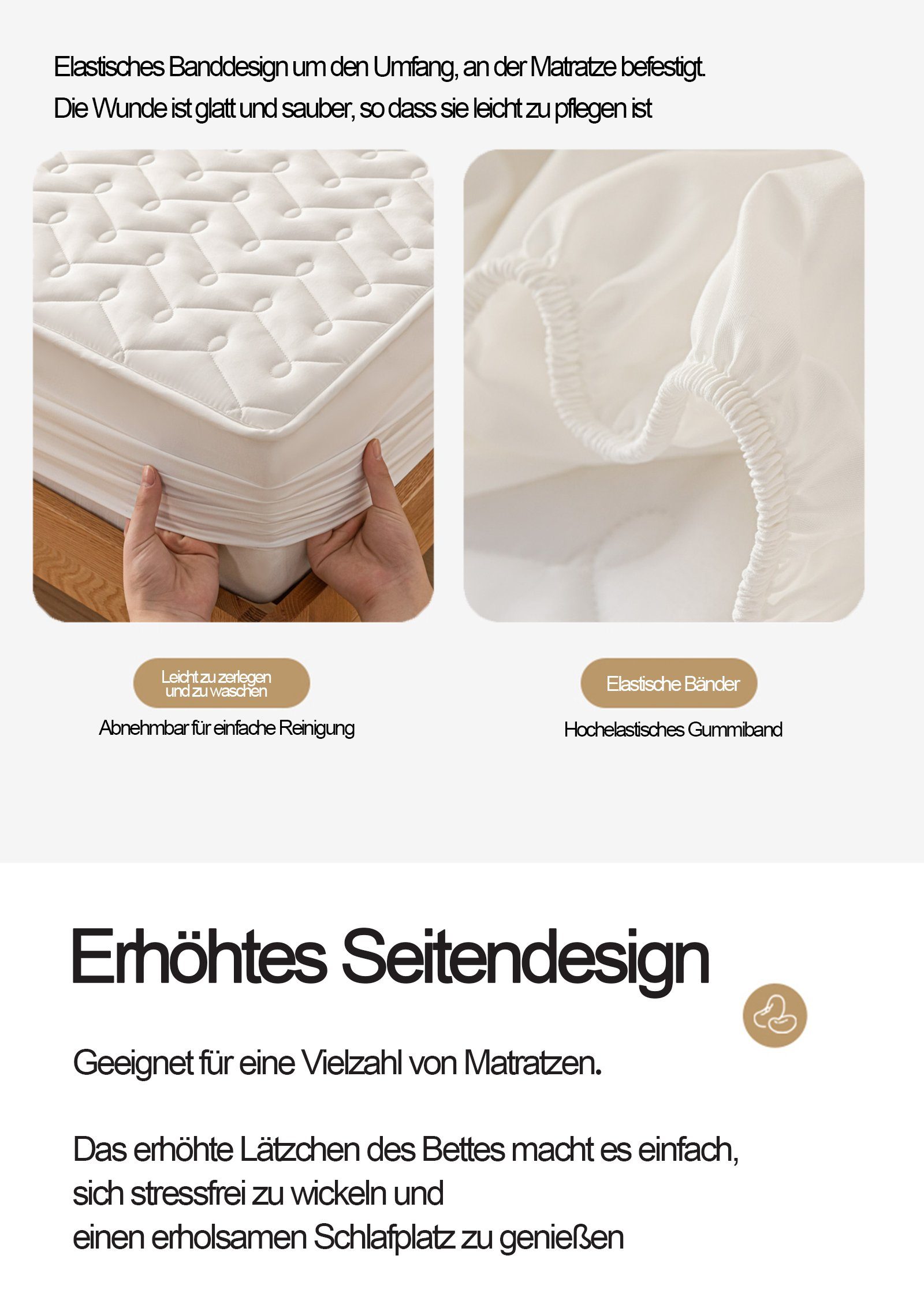 Matratzenschoner Matratzenauflage Wasserdicht und Atmungsaktiv 180*200cm KUGI, Kein knisternder Anti-Milben-/wasserdichter Matratzenschoner