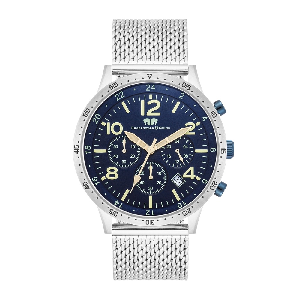Rhodenwald & Söhne Chronographe Flight Captain en Argent Acier inoxydable en Argent Montre