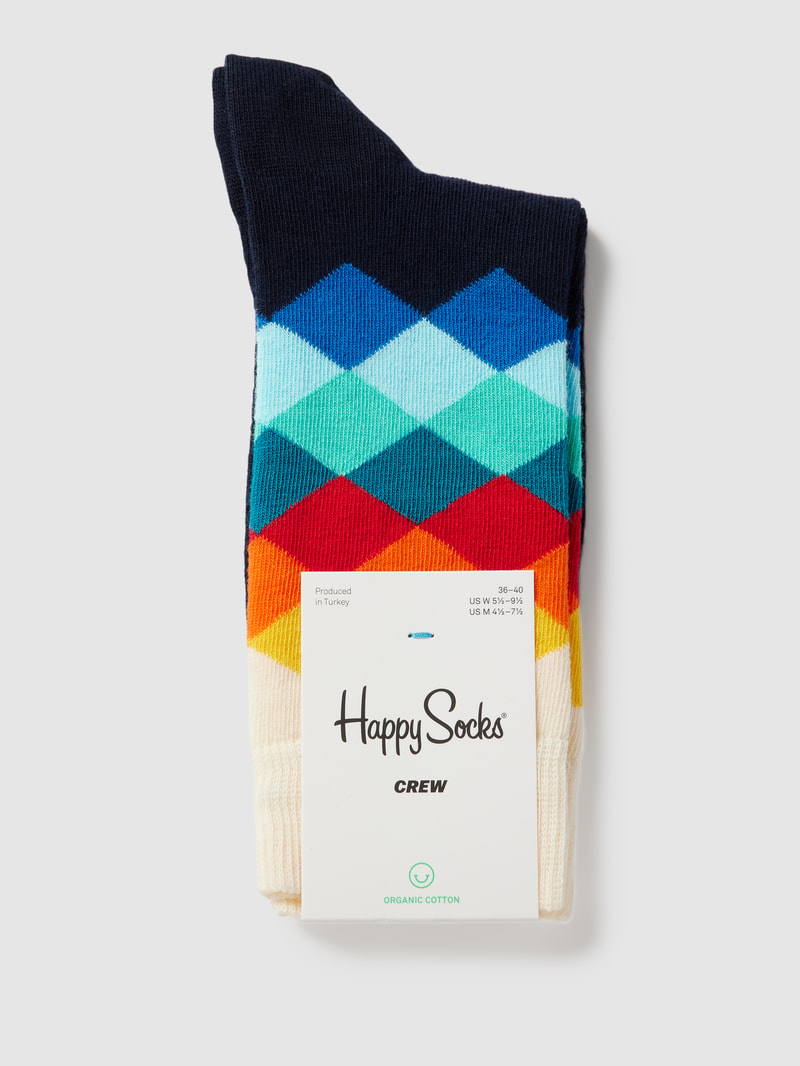 Socken mit Allover-Muster Modell 'FADED DIAMOND' in marineblau