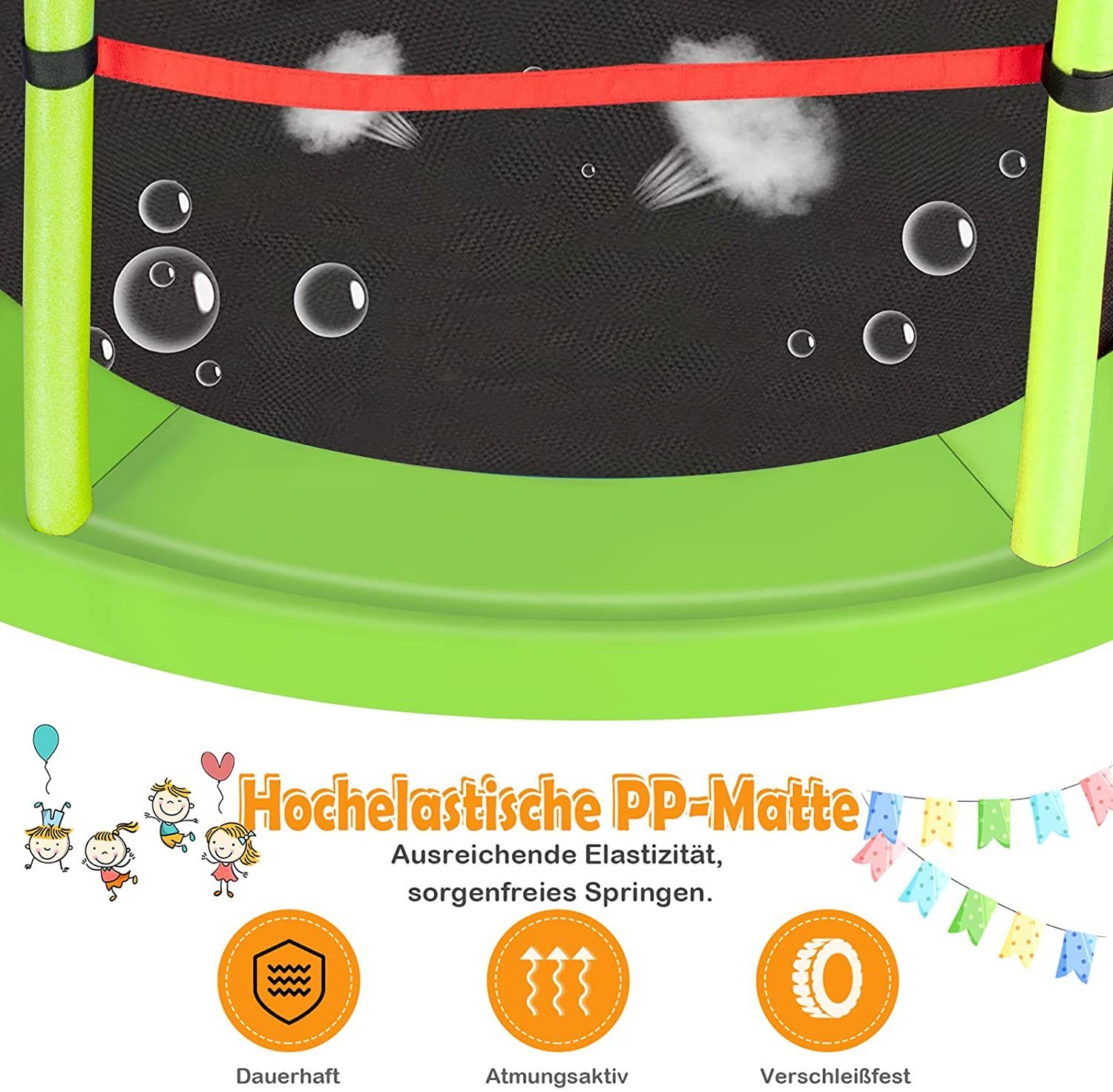 COSTWAY Gartentrampolin, Ø 165,00 cm, mit Sicherheitsnetz, bis 45KG