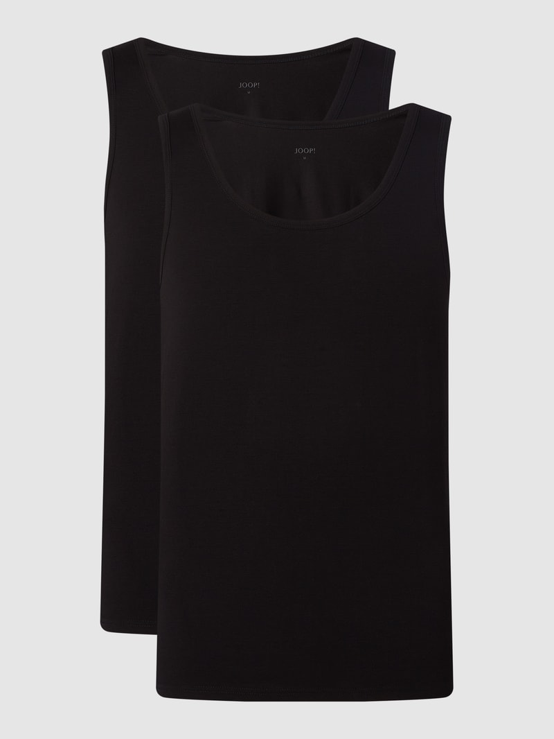Tanktop mit Stretch-Anteil im 2er-Pack in schwarz