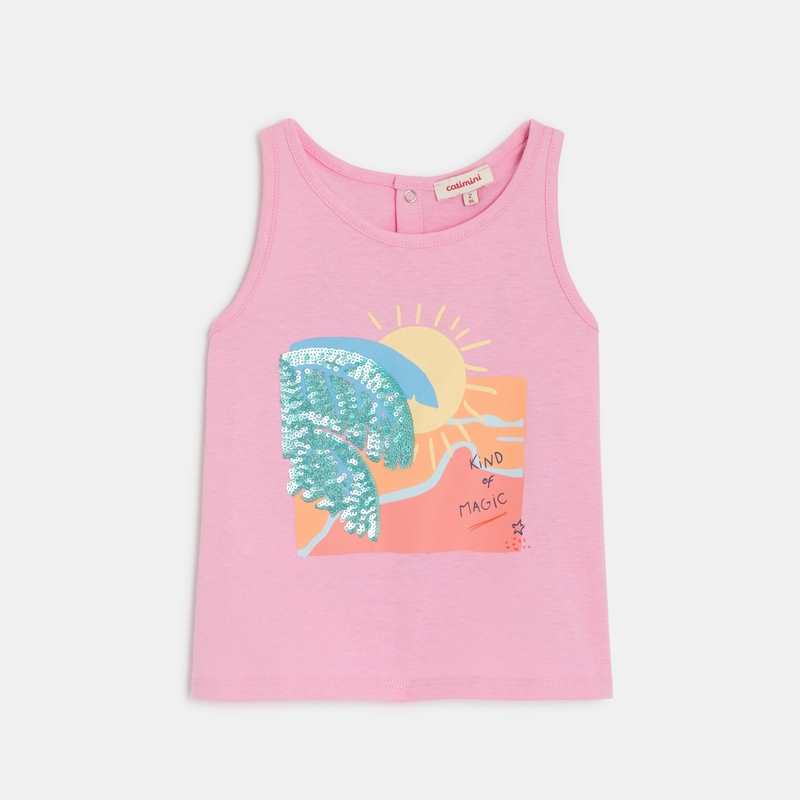 Débardeur bébé fille rose imprimé plage Catimini