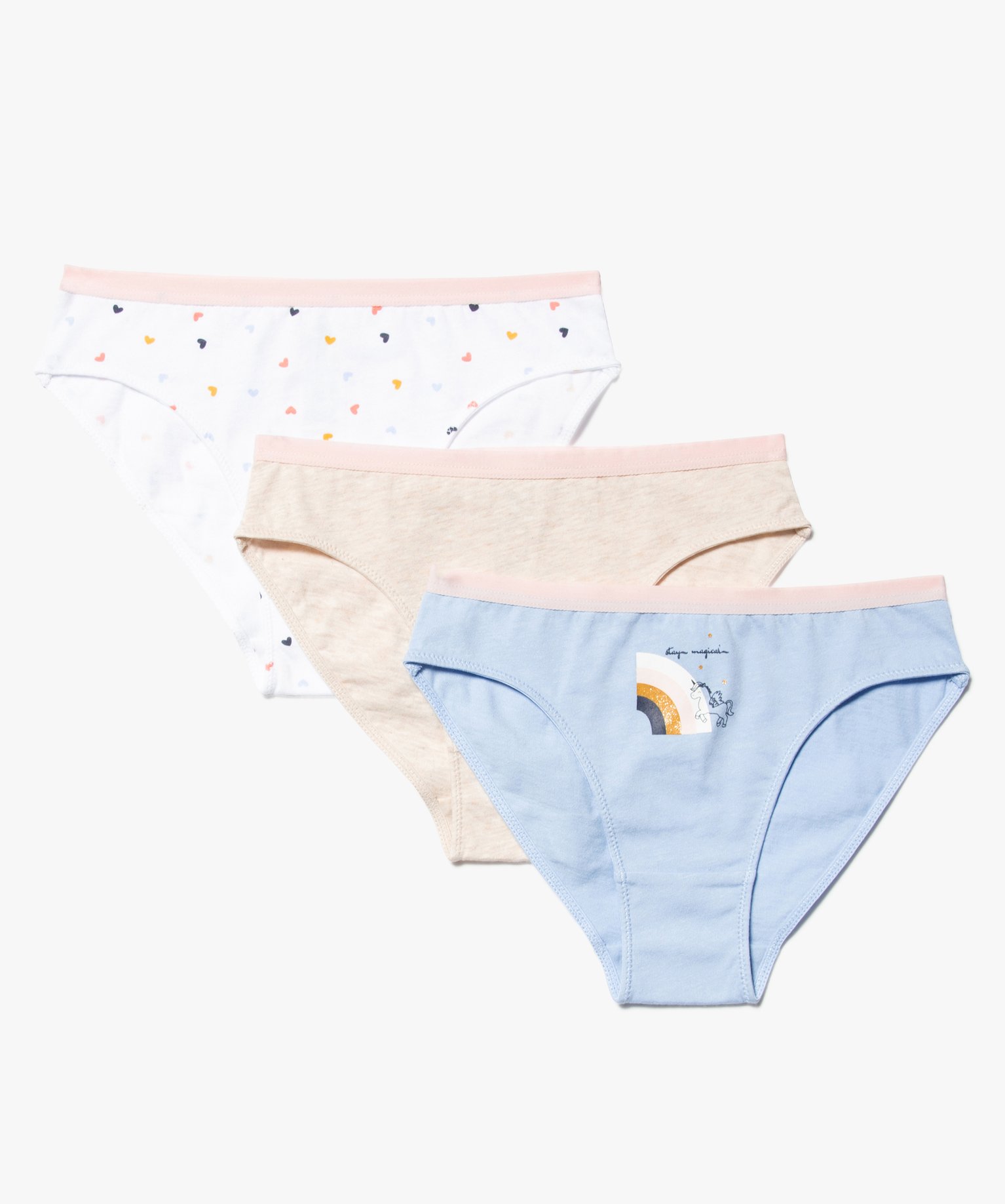 Culottes fille à motifs girly en coton biologique (lot de 3) imprime | GEMO