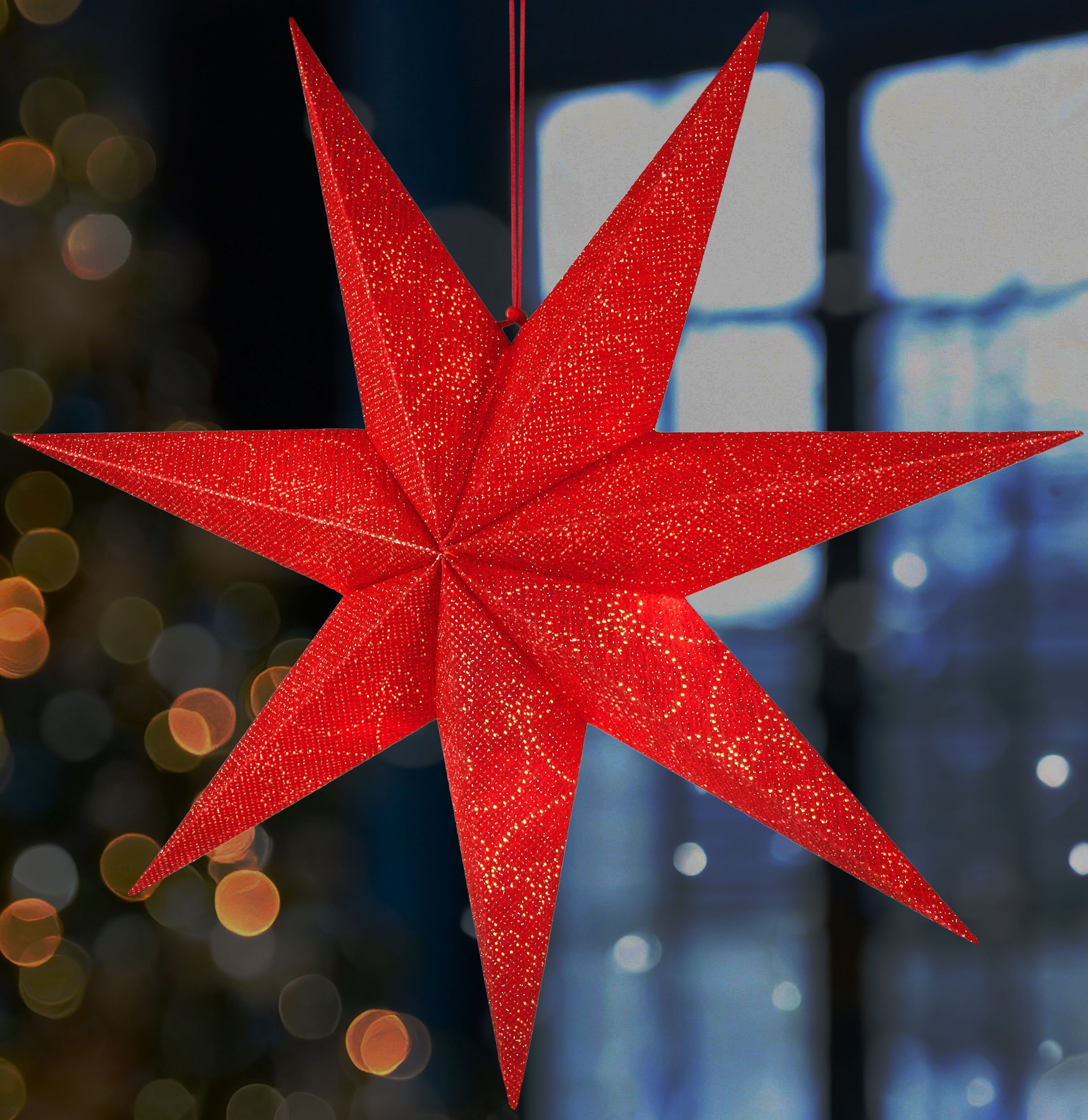 BRUBAKER Dekostern 60 cm Weihnachtsstern für Innen - Adventsstern mit E14 Fassung Hängend, 1 St., 3D Papierstern mit 3,5m Kabel - Fenster Stern Weihnachten Leuchtstern