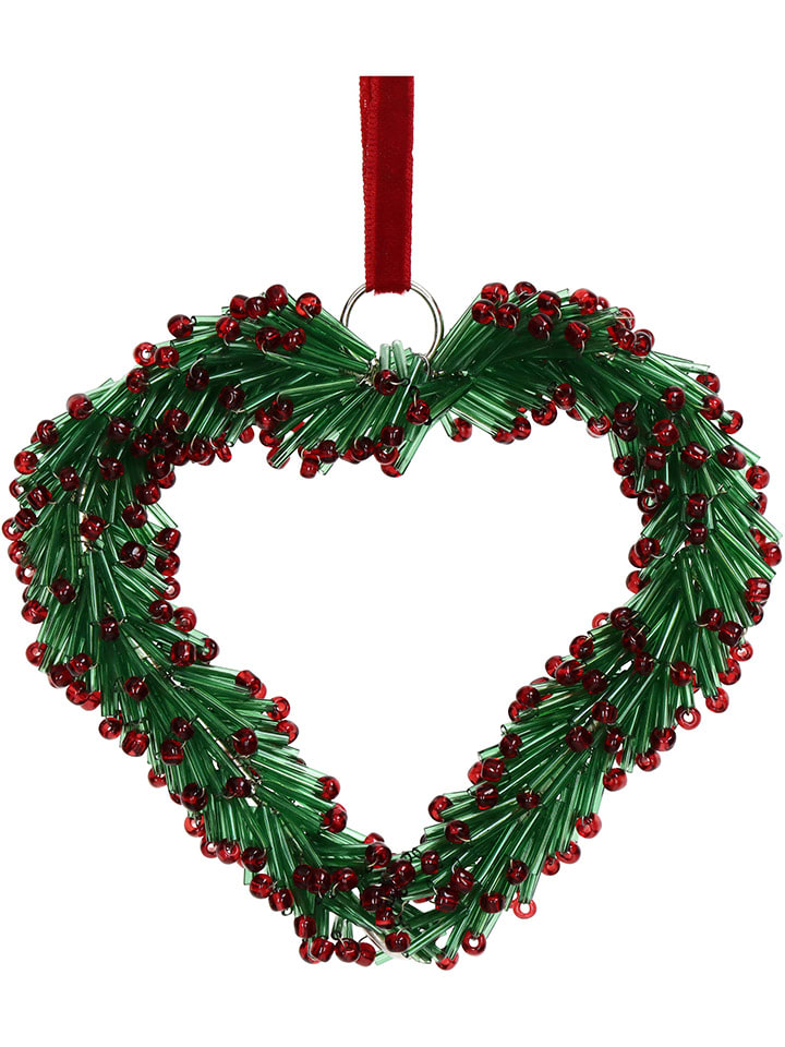 Kersten 4er-Set: Dekoanhänger ''Heart'' in Rot/ Grün - (L)12 x (B)12 cm günstig kaufen onesize