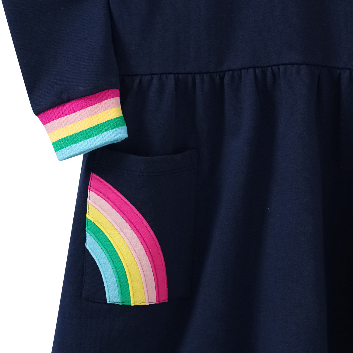 Mädchen Sweatkleid mit bunten Bündchen