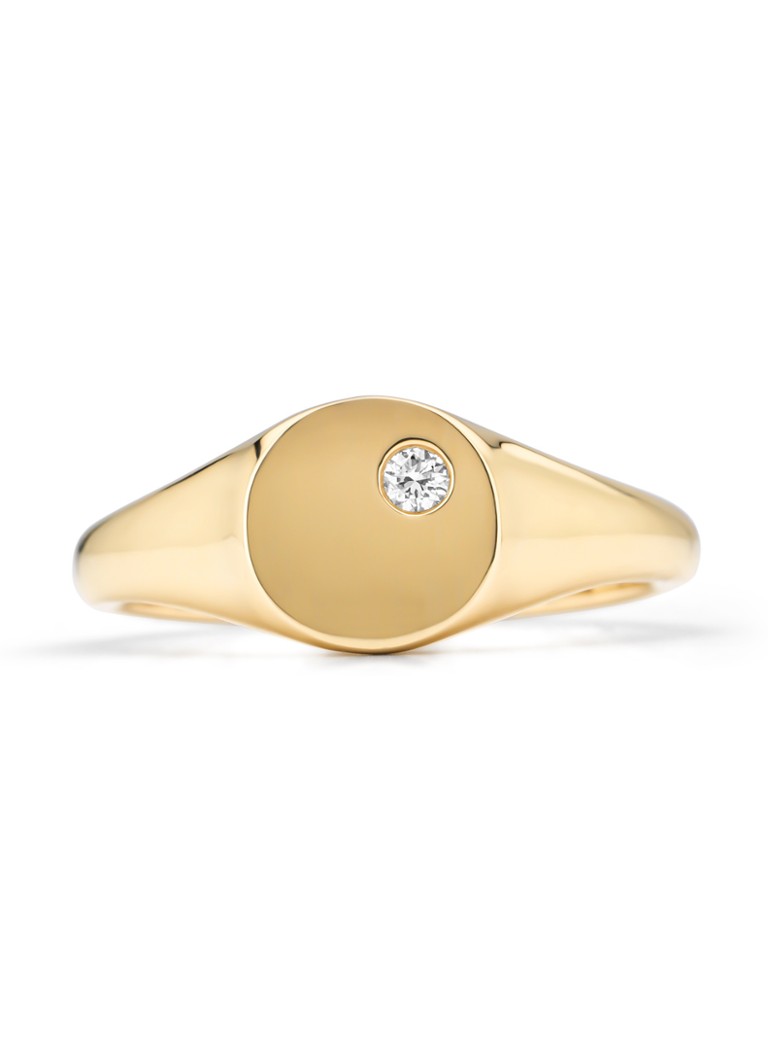 Inel cu vârf de diamant din aur galben, diamant de 0.03ct, comori atemporale