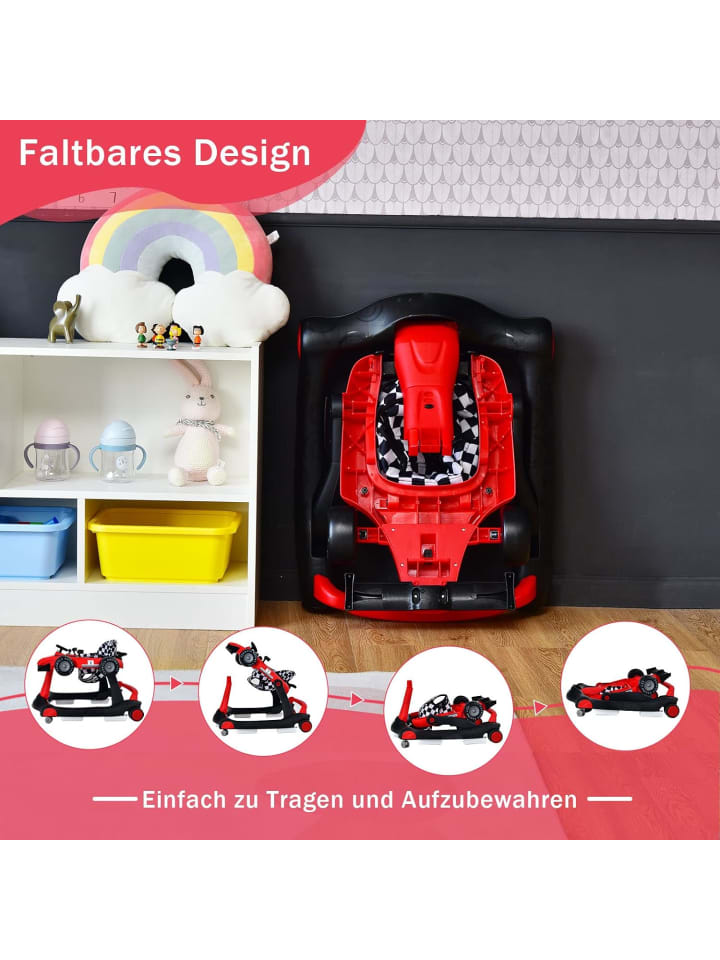 COSTWAY 4 in 1 Lauflernwagen in Rot günstig kaufen 75 cm