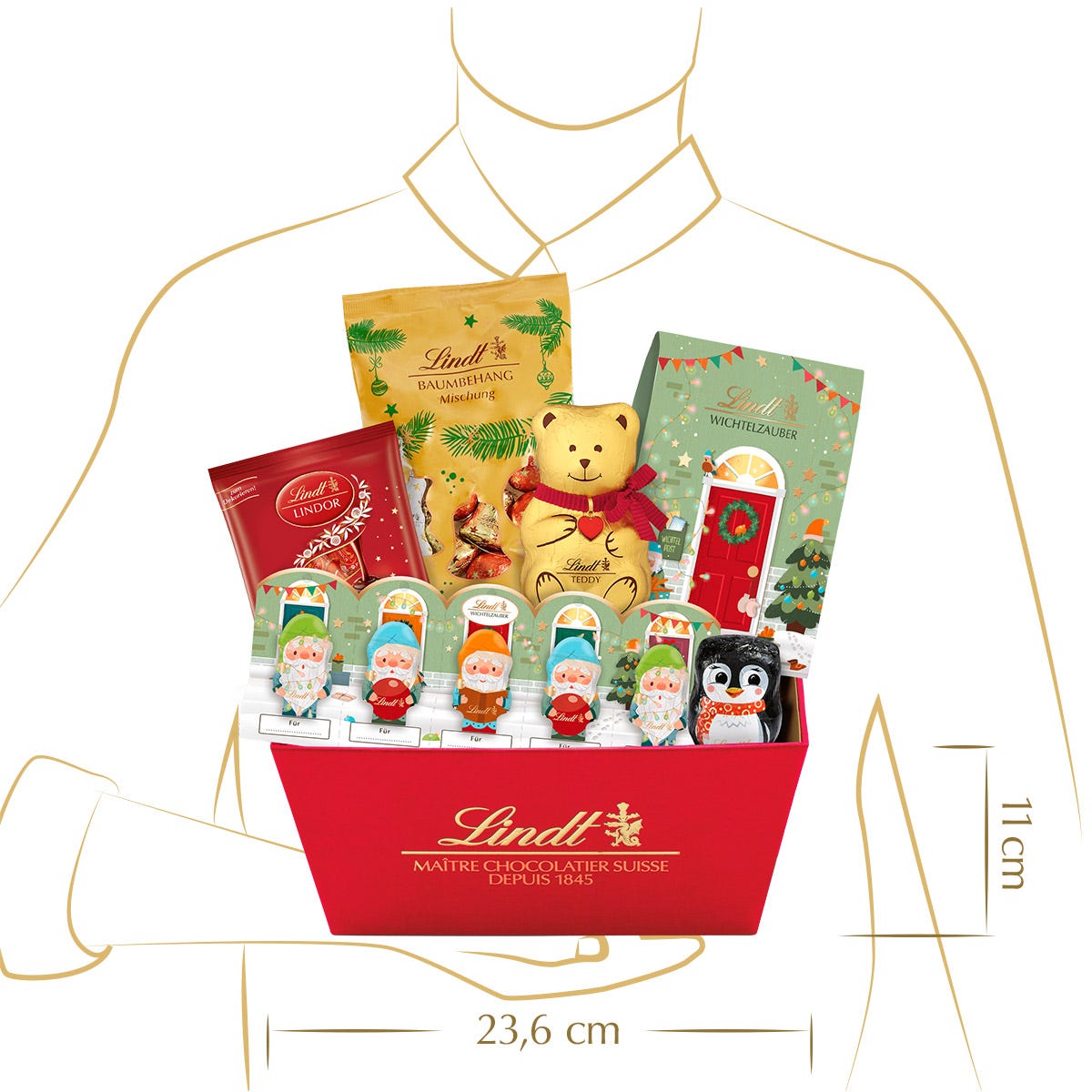 Lindt Wichtel-Edition Weihnachtsgeschenkkorb, 655g