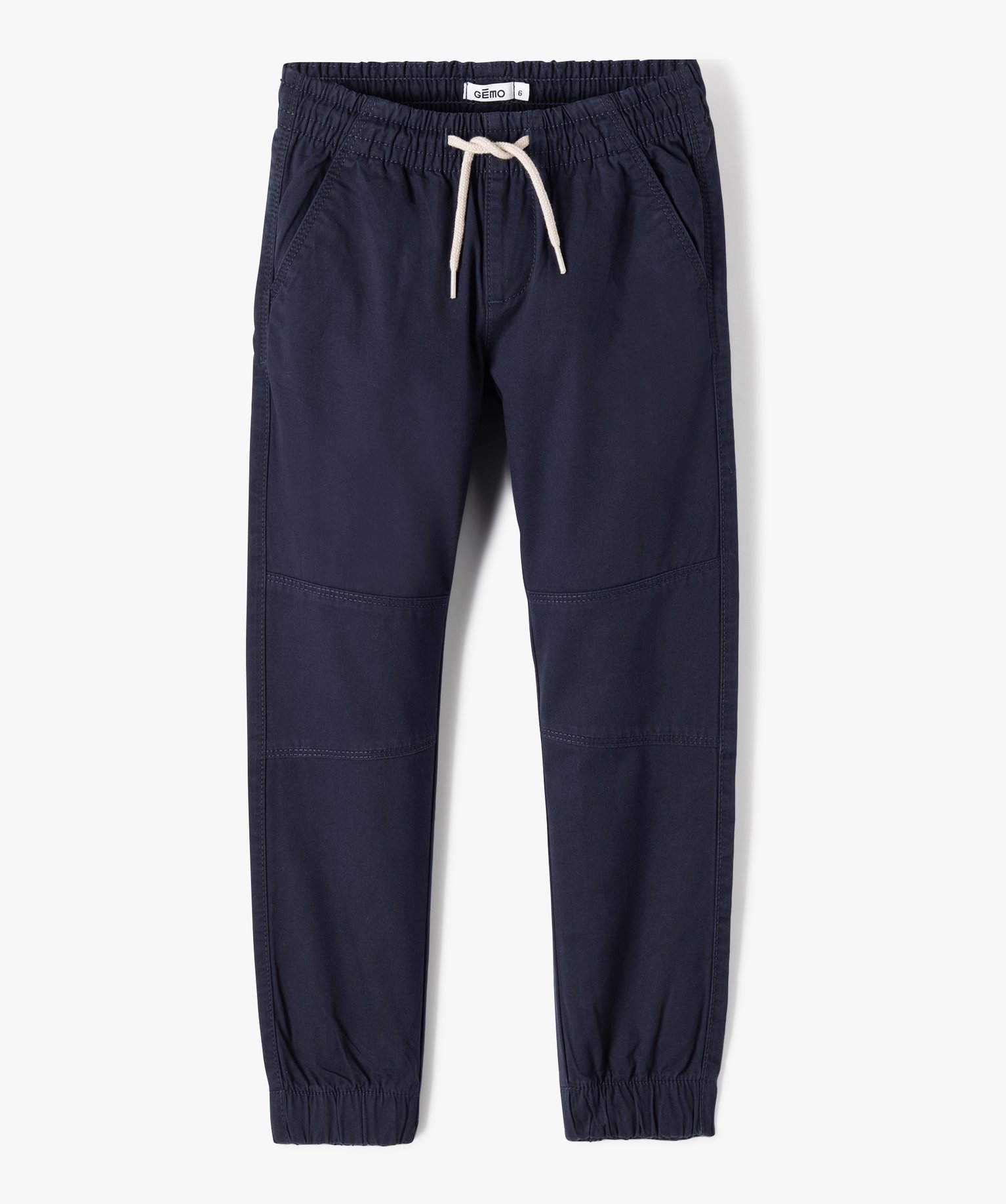 Pantalon resserré aux chevilles avec surpiqres sur les ge... marine | GEMO