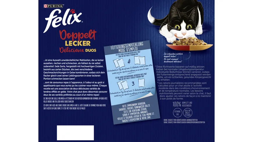 PURINA FELIX Doppelt Lecker in Gelee Geschmacksvielfalt vom Land Katzennassfutter 2.04 kg