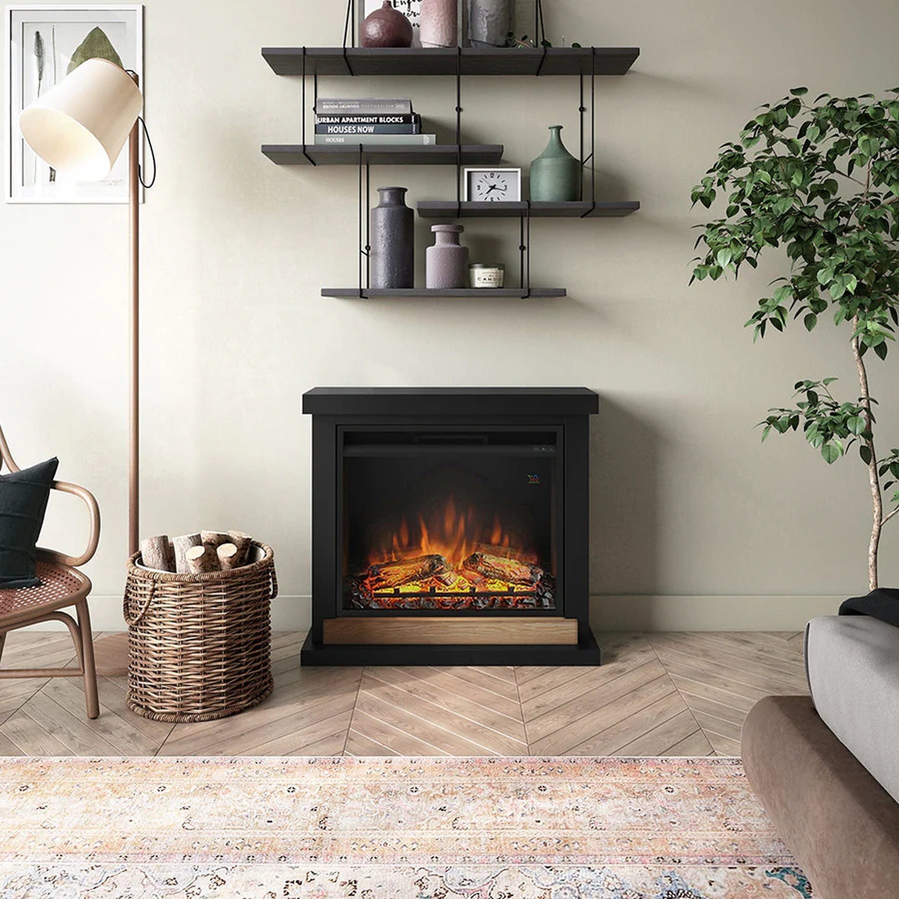 TAGU Elektrokamin TAGU Hagen Elektrokamin schwarz mit 23 Zoll Powerflame