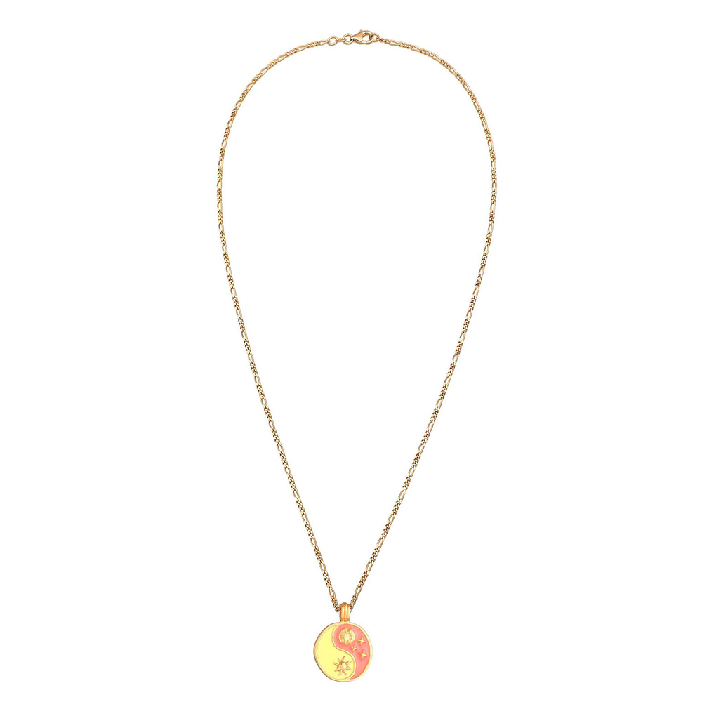 Elli Elli Collier Femmes Yin & Yang Pendentif Figaro avec émail en argent sterling 925 Bijoux
