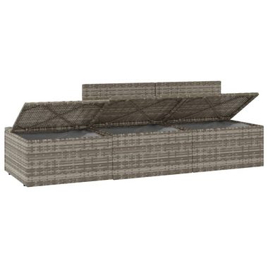 vidaXL Loungesofa 3-tlg. Garten-Lounge-Set mit Kissen Grau Poly Rattan, 1 Teile