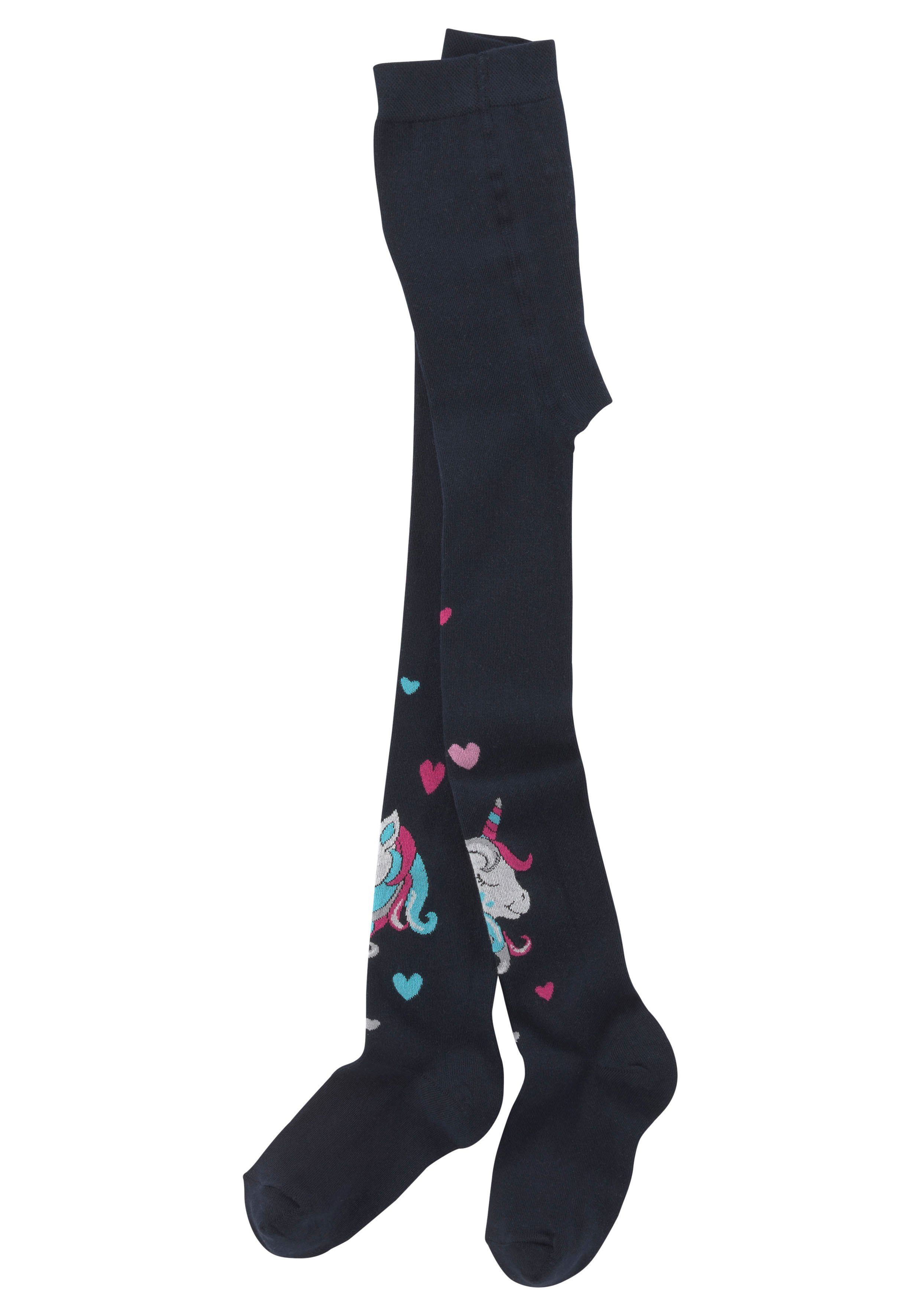 H.I.S Strickstrumpfhose (Packung 3 St) mit eingestrickten Einhorn Motiven
