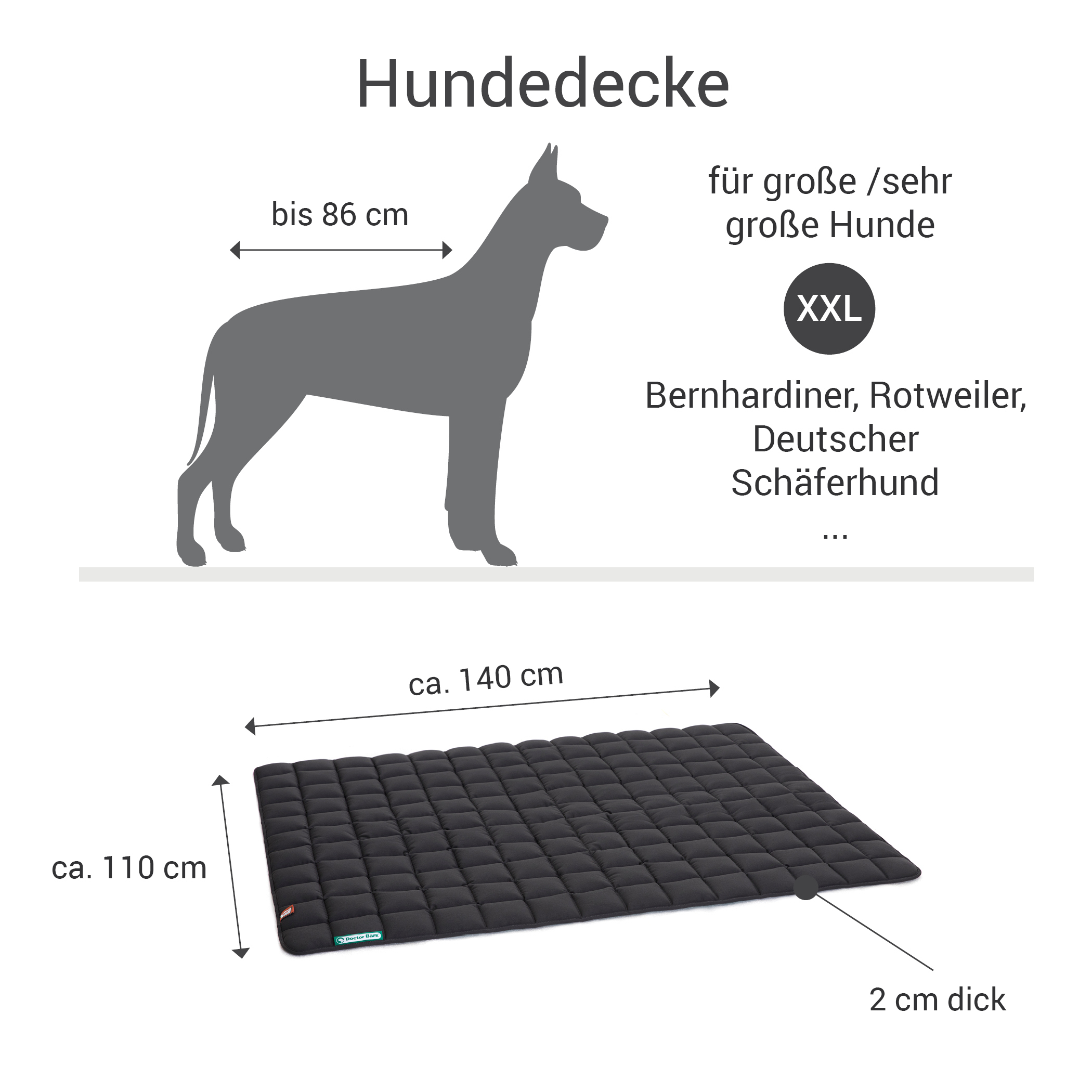 Doctor Bark Hundedecken Doctor Bark Wendedecke grau/ grün XXL