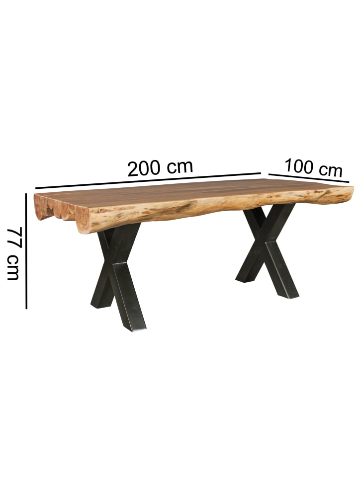 KADIMA DESIGN Esszimmertisch 200 x 100 x 77 cm Landhaus-Stil Voll-Holz, günstig kaufen onesize