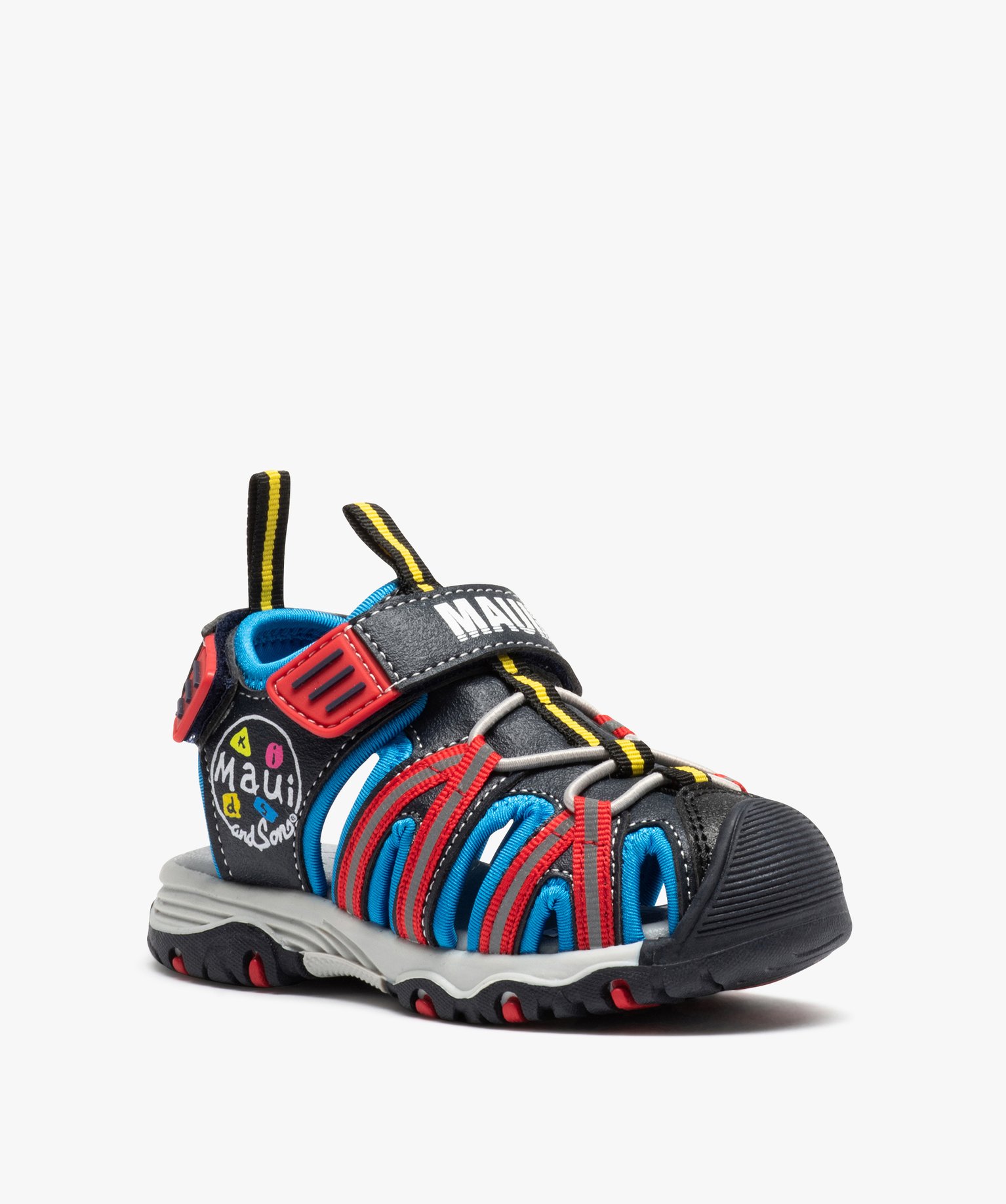 Sandales Garçon multicolores à double scratch - Maui & Sons gris | GEMO