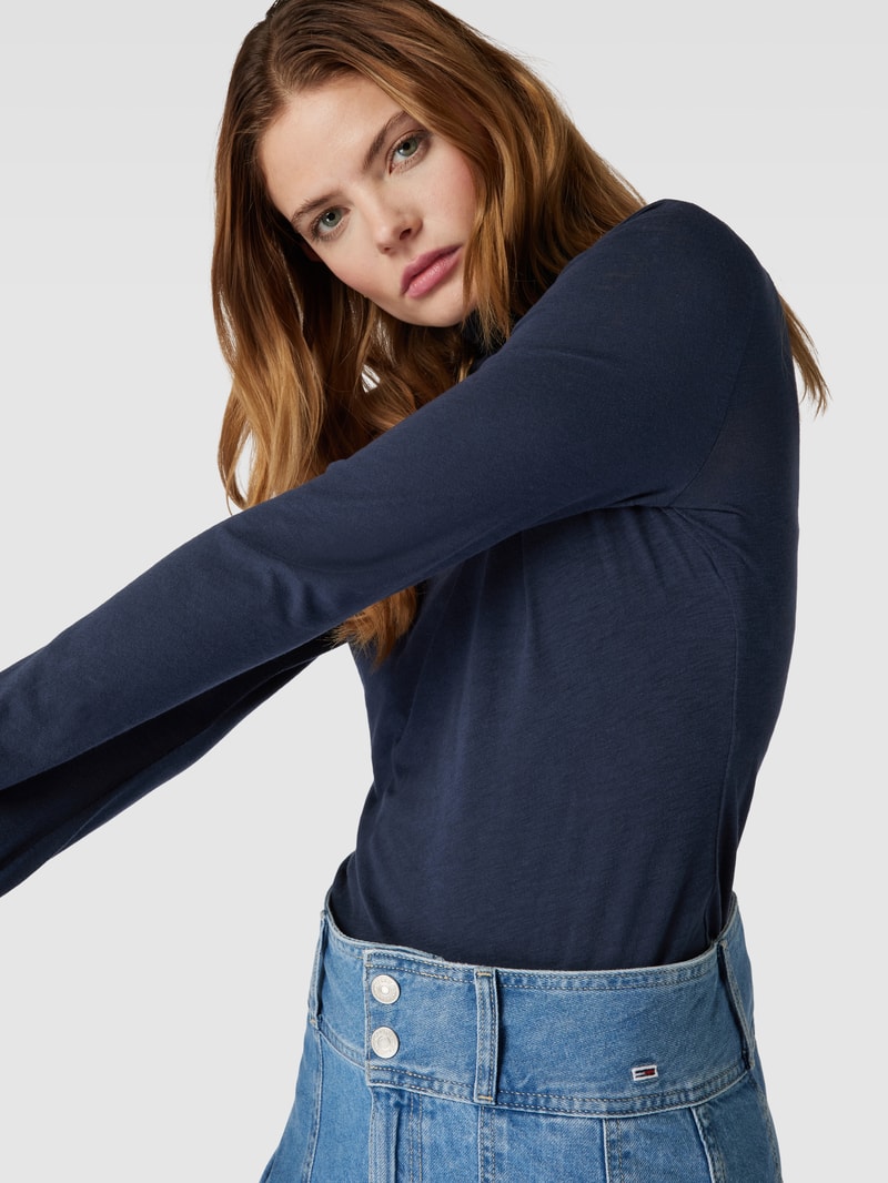 Longsleeve mit Rollkragen in marineblau